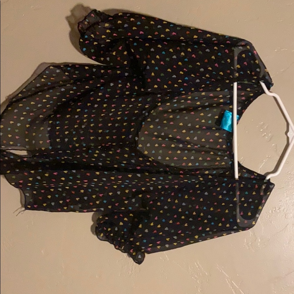 Black and colorful sheer shirt